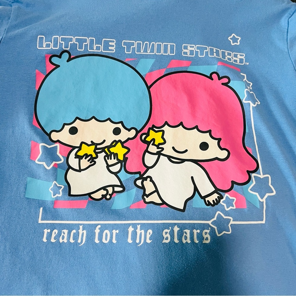 Sanrio Little Twin Stars “Reach For The Stars” T-Shirt Size Small Blue Tee